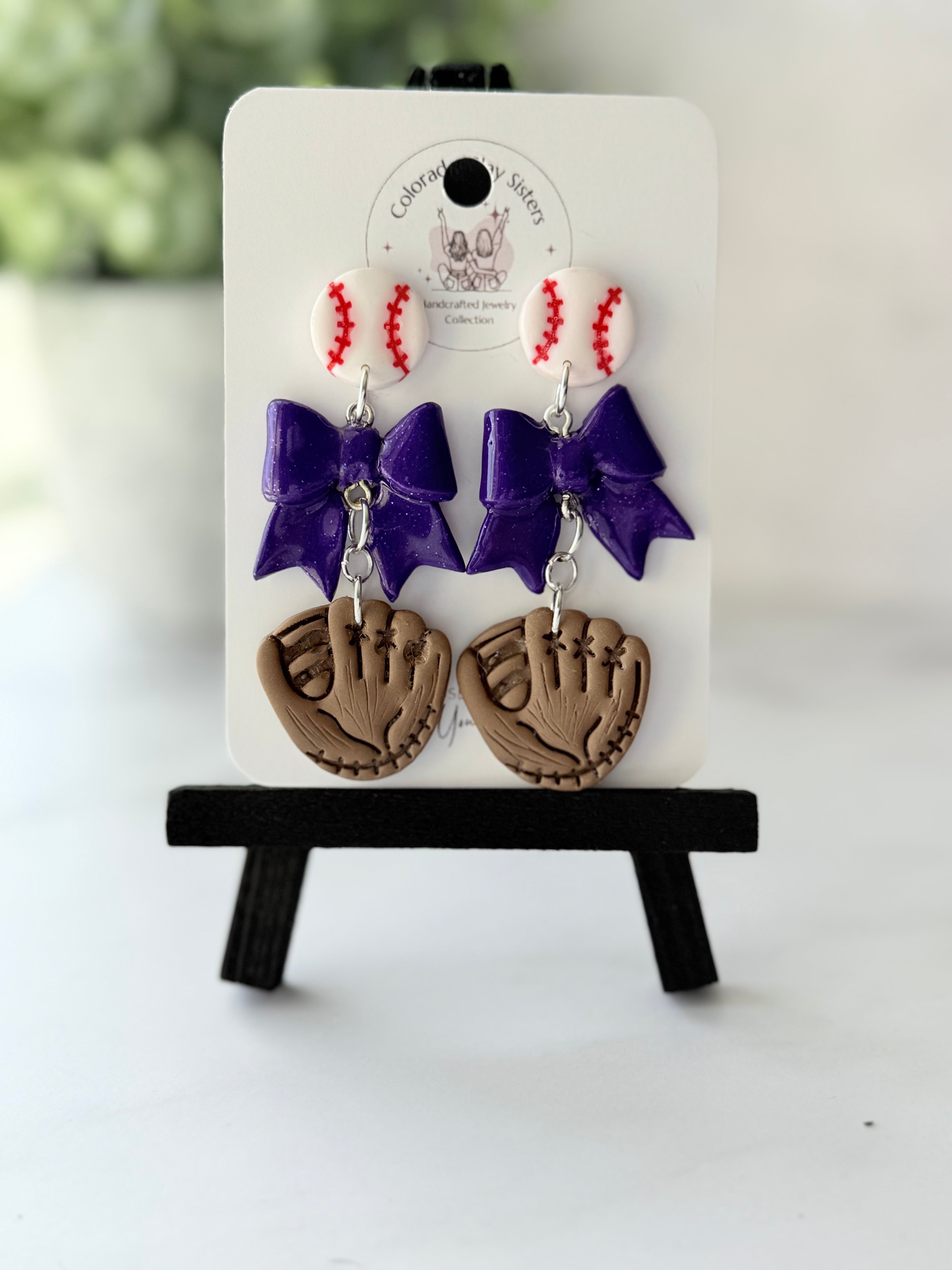 Purple Baseball + Bow + Glove