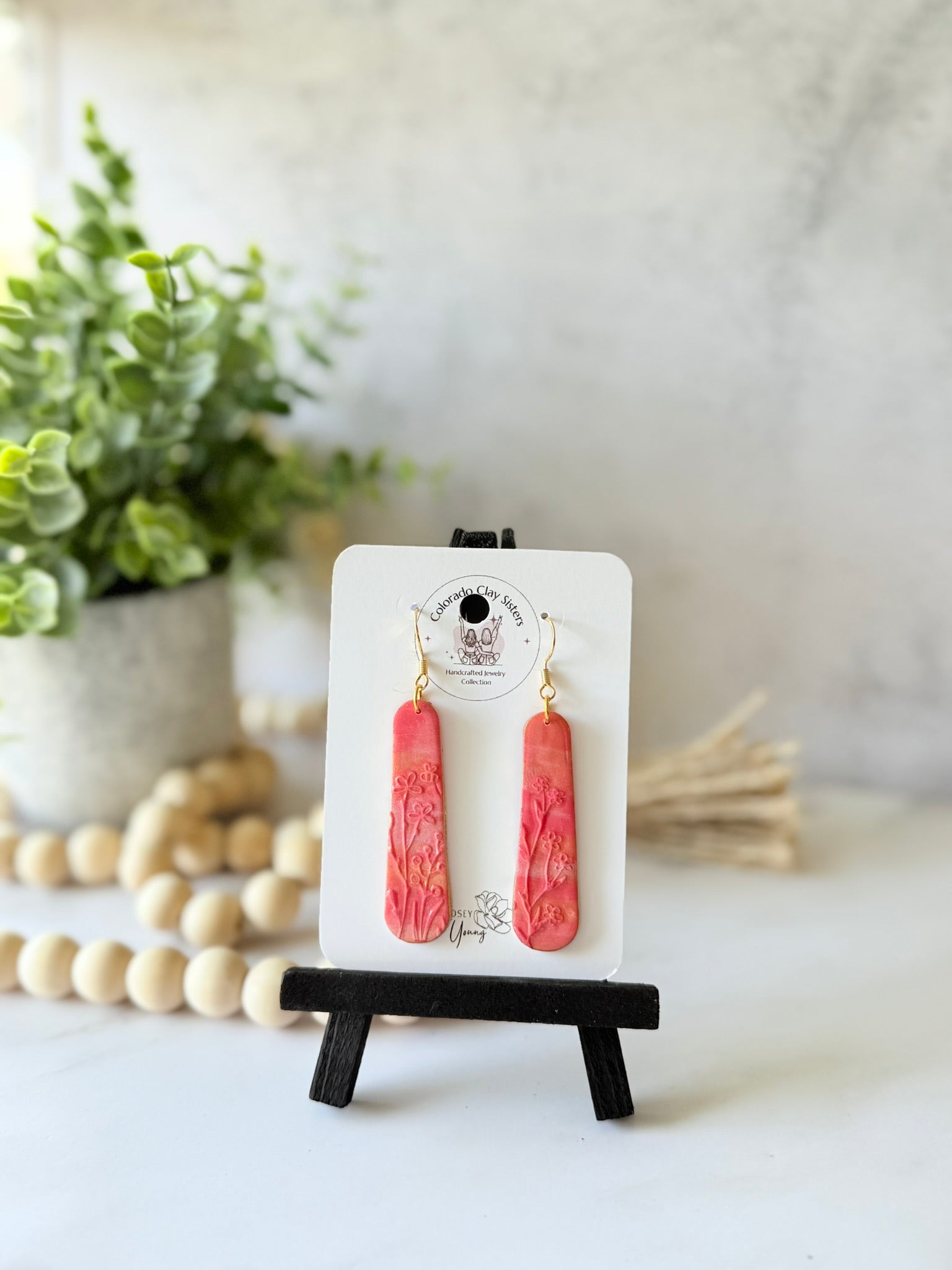 Floral Vertical Pink Dangles