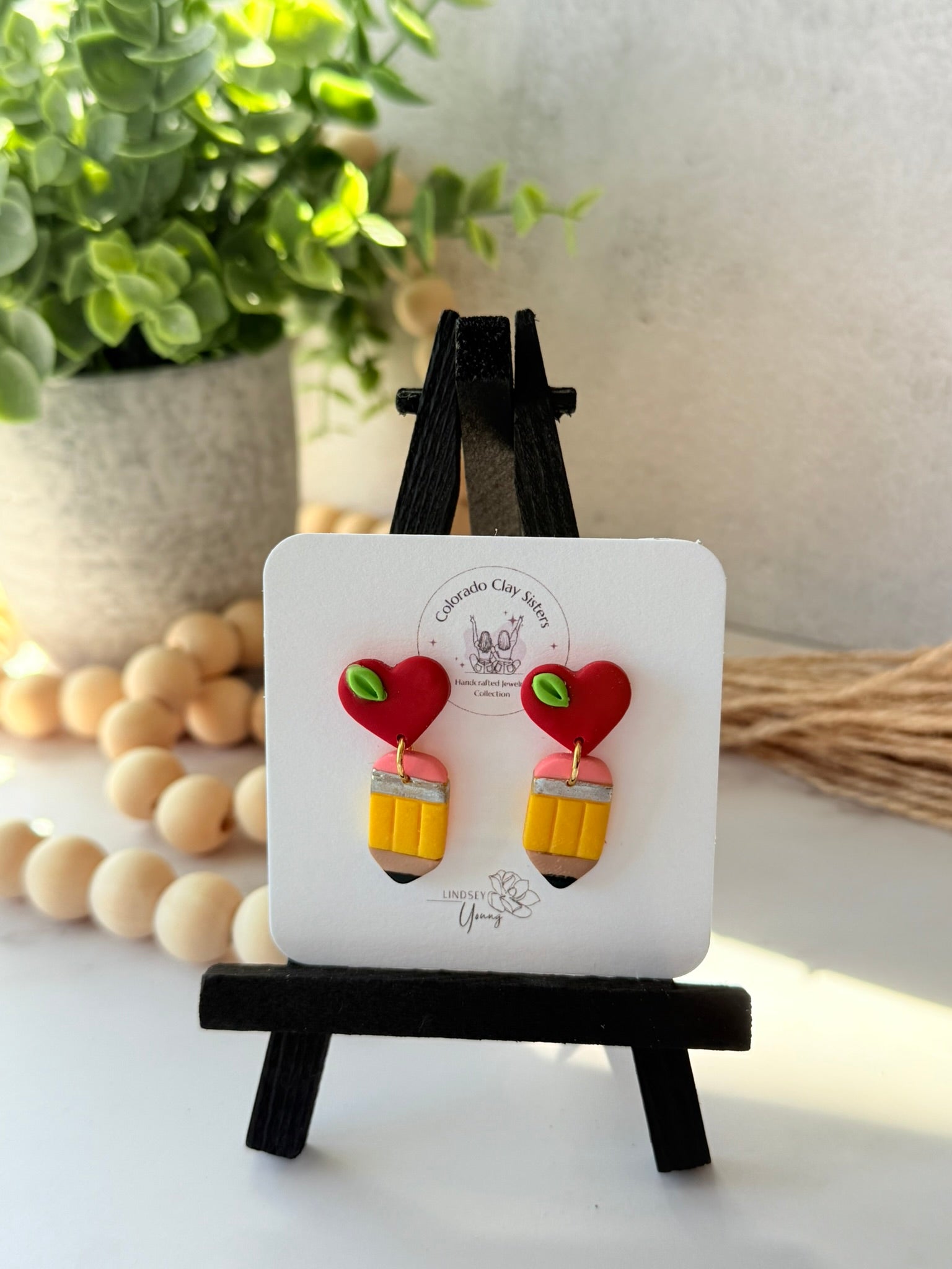 Heart & Pencil Studs