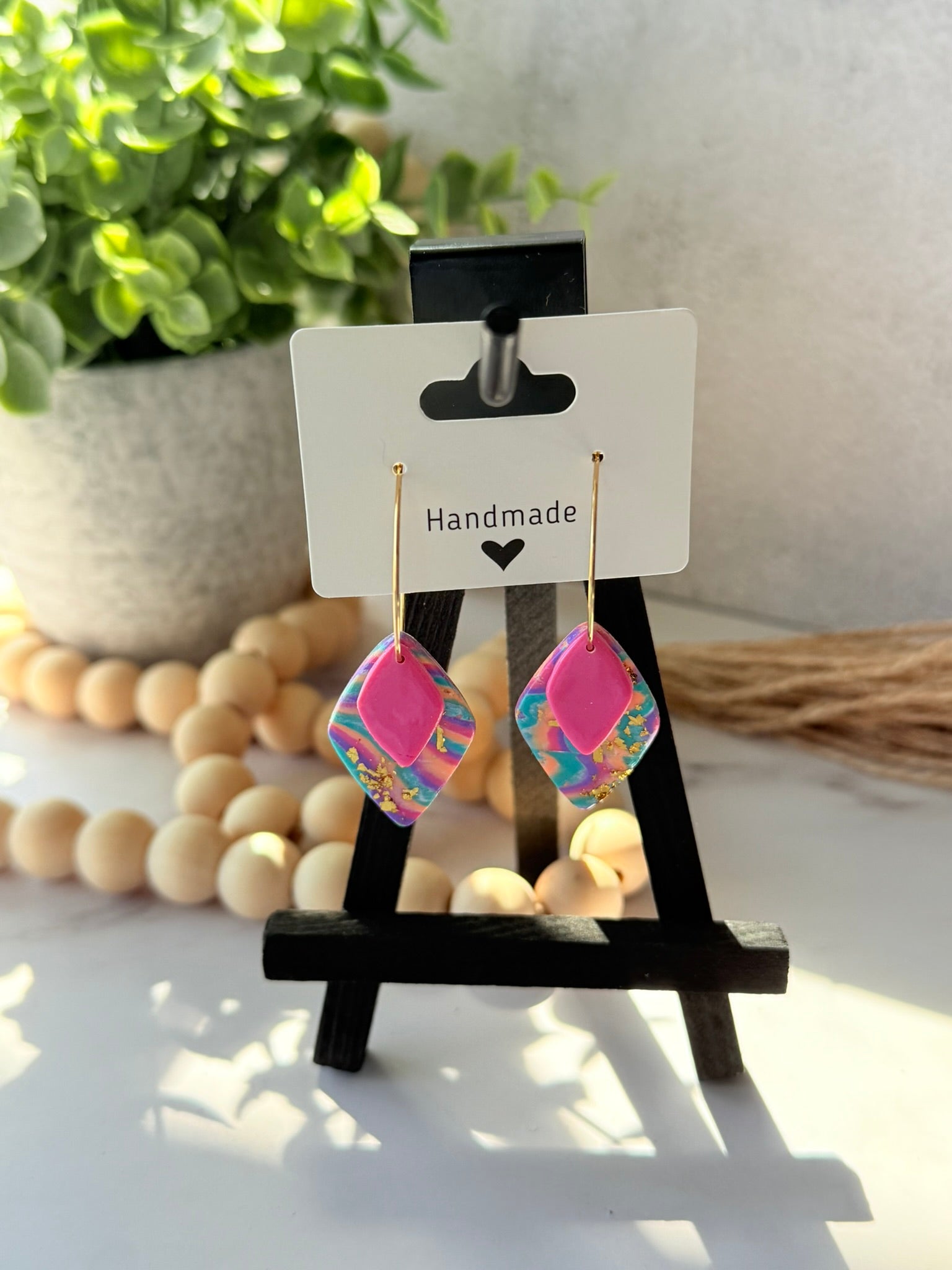 Stacked Diamond Colorful Dangles