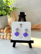 Colorful Circle & Diamond Shape Studs