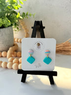 Colorful Circle & Diamond Shape Studs