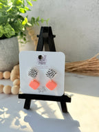 White Black Striped Circle & Diamond Shape Studs