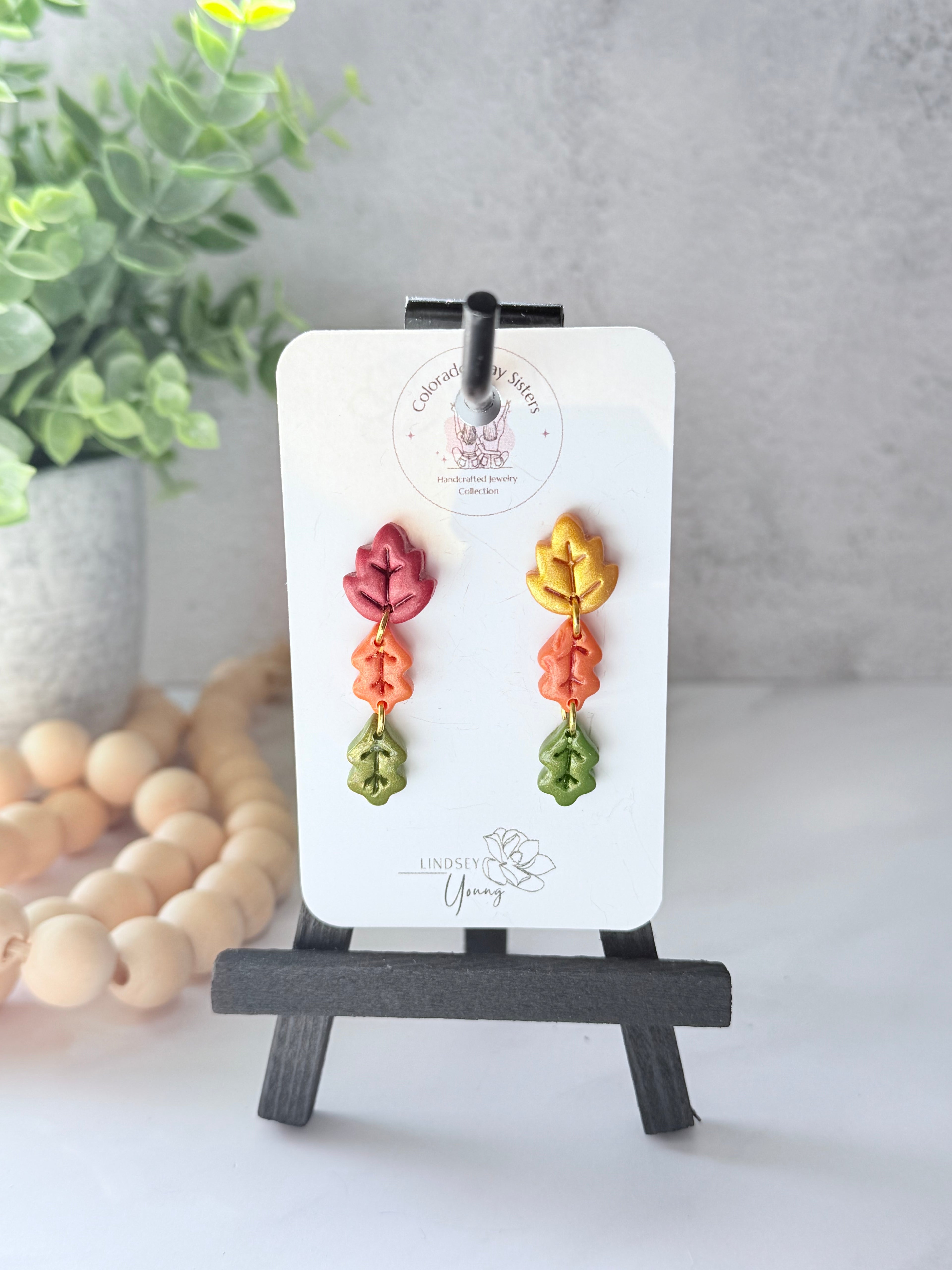 Inline Fall Leaf Stud Dangle