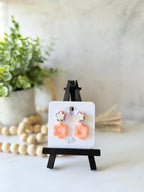 Pink Flower Earrings | Handmade Polymer Clay Earrings | Floral Dangle Earrings | Lightweight Statement Jewelry | Groovy Retro Gift for Her