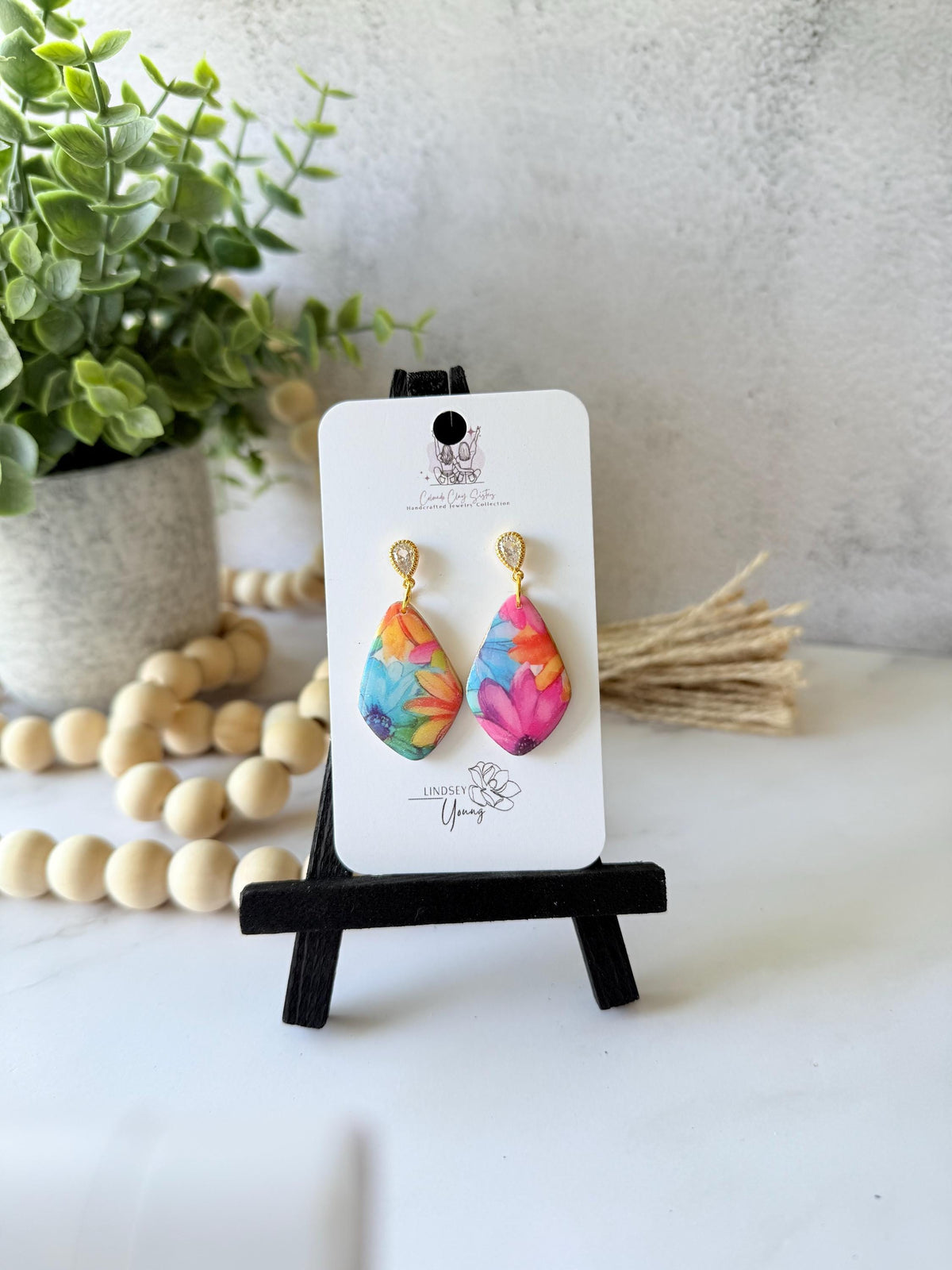 Colorful Floral Polymer Clay Earrings | Lightweight Statement Dangles | Bright Spring & Summer Earrings | Handmade Floral Jewelry Gift