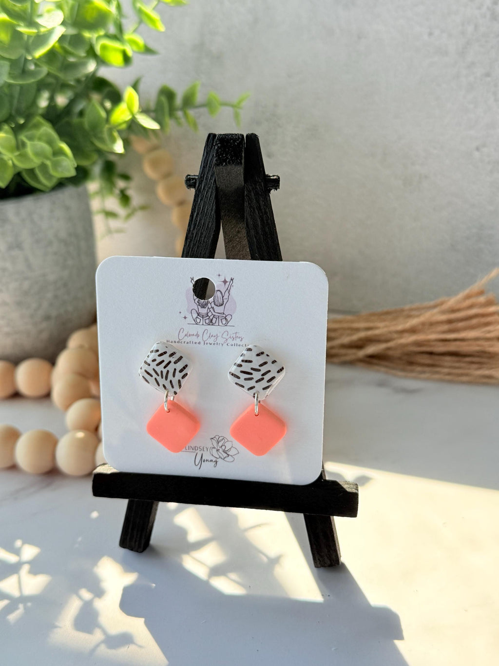 Color Pop Geometric Polymer Clay Earrings | Modern Dangle Earrings | Lightweight Statement Earrings | Handmade Jewelry Gift for Women