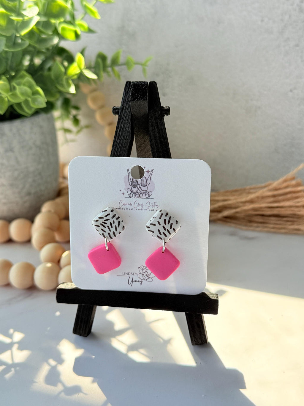 Color Pop Geometric Polymer Clay Earrings | Modern Dangle Earrings | Lightweight Statement Earrings | Handmade Jewelry Gift for Women
