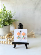 Pastel Marbled Polymer Clay Dangle Earrings | Gold Accented Statement Jewelry