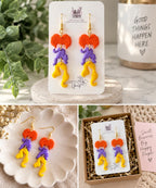 Halloween Clay Earrings | Handmade Spooky Dangle Earrings | Colorful Halloween Jewelry | Ghost Earrings | Fall Statement Earrings