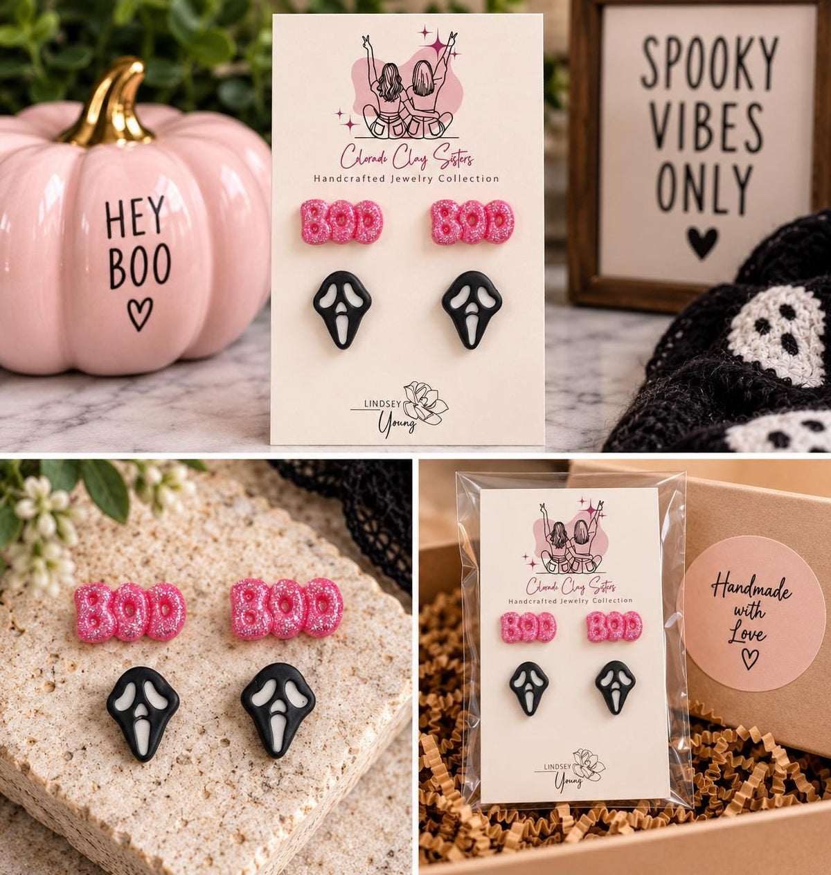 Handmade Halloween Polymer Clay Stud Earrings - Halloween Studs Collection