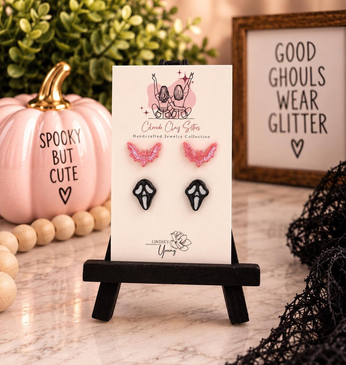Handmade Halloween Polymer Clay Stud Earrings - Halloween Studs Collection