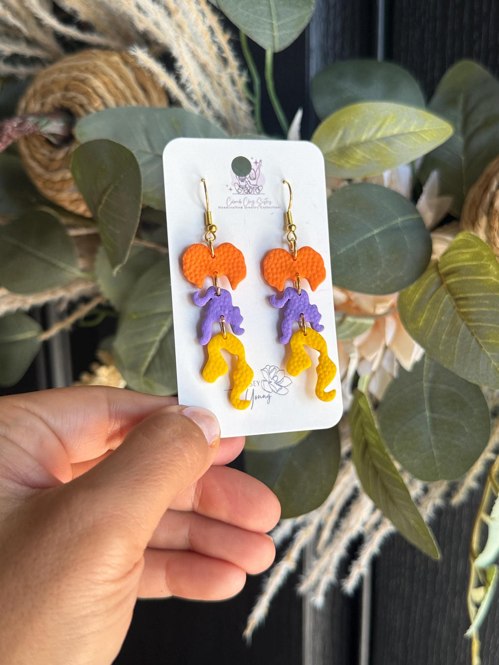 Halloween Clay Earrings | Handmade Spooky Dangle Earrings | Colorful Halloween Jewelry | Ghost Earrings | Fall Statement Earrings