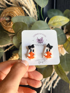 Ghost Pumpkin Earrings, Halloween Polymer Clay Earrings, Spooky Cute Ghost Studs, Pumpkin Jewelry, Handmade Halloween Earrings