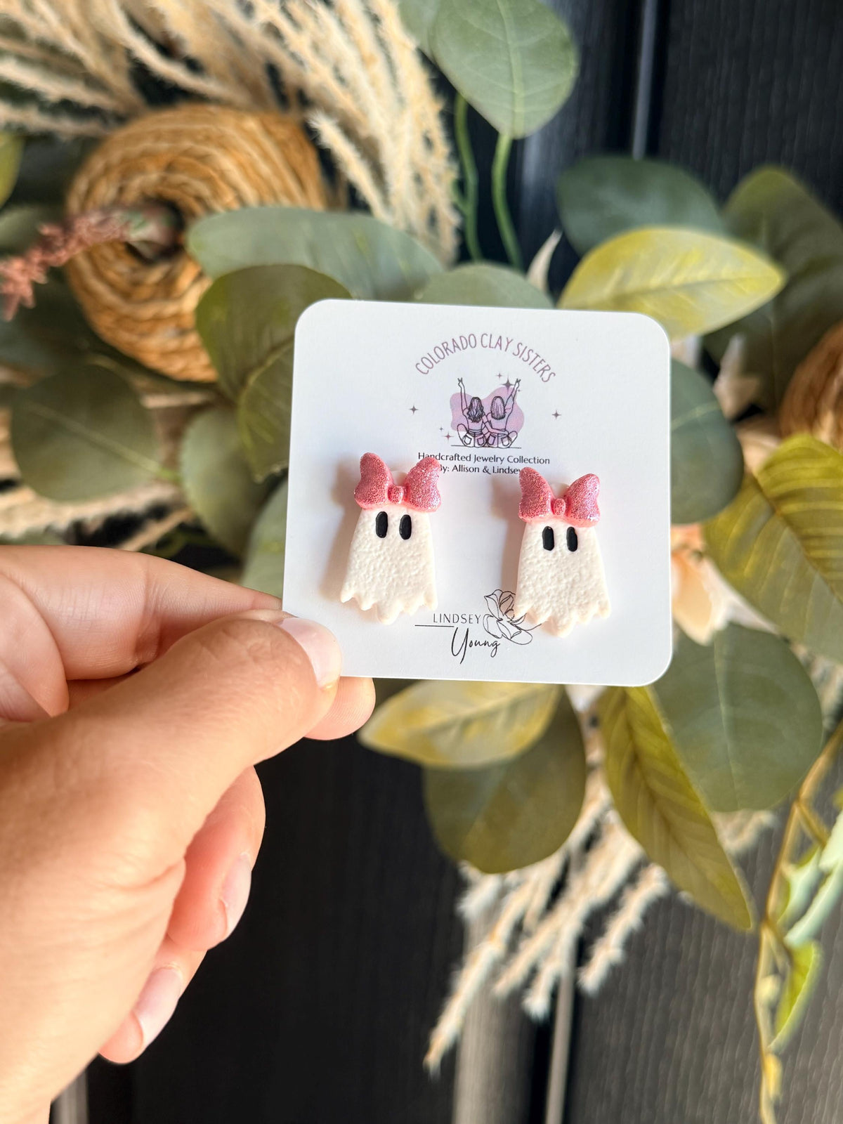 Pink Ghost Earrings, Halloween Earrings, Cute Ghost Studs & Dangles, Polymer Clay Earrings, Girly Halloween Jewelry, Spooky Cute Gift