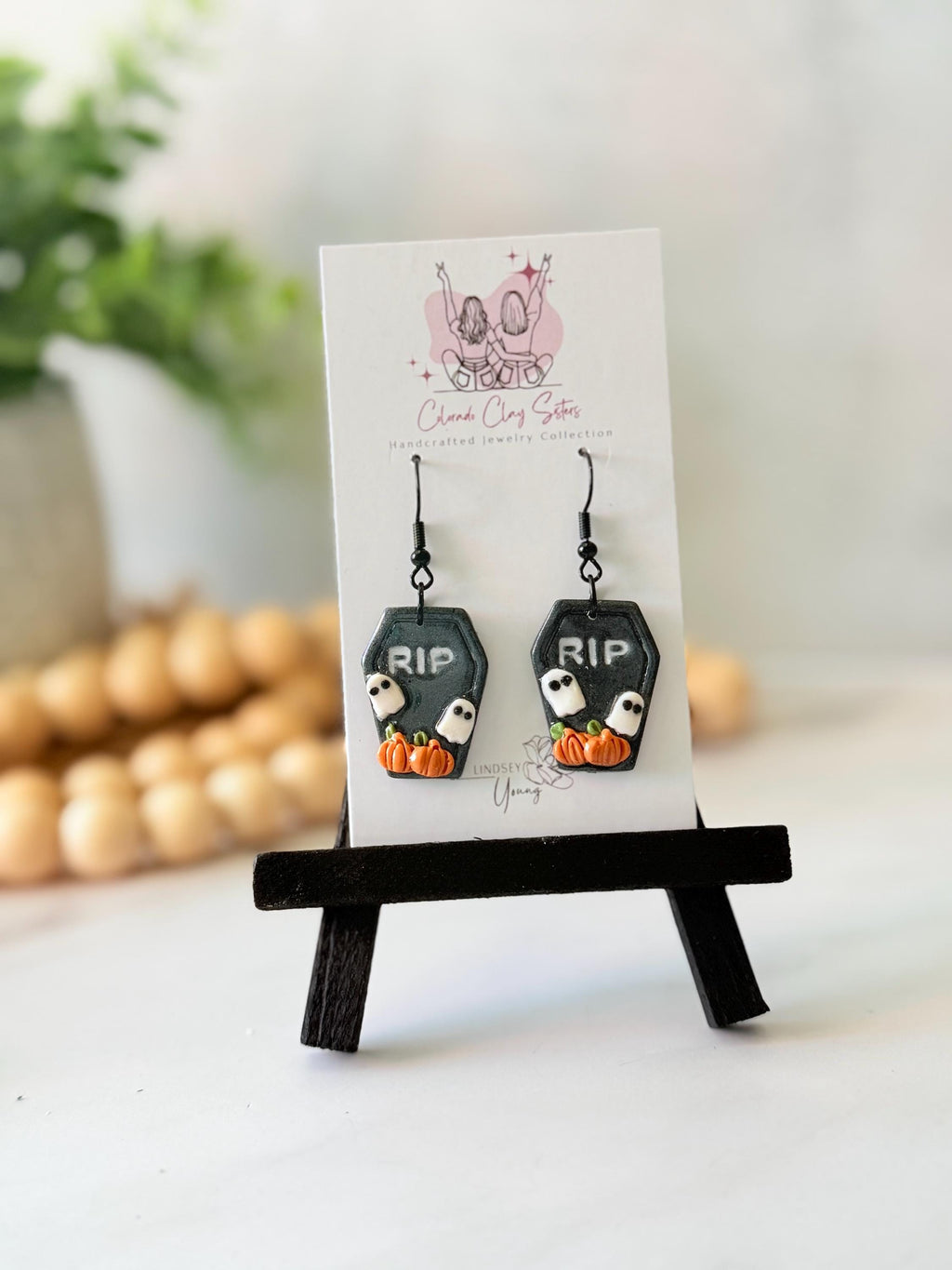 Handmade Halloween Coffin Earrings | Ghost & Pumpkin Polymer Clay Earrings