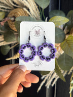 Purple Skull Earrings, Halloween Statement Earrings, Spooky Polymer Clay Earrings, Skull Hoop Earrings, Handmade Halloween Jewelry