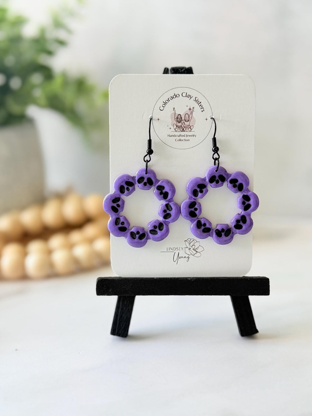 Purple Skull Earrings, Halloween Statement Earrings, Spooky Polymer Clay Earrings, Skull Hoop Earrings, Handmade Halloween Jewelry