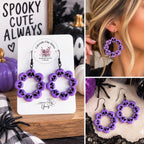 Purple Skull Earrings, Halloween Statement Earrings, Spooky Polymer Clay Earrings, Skull Hoop Earrings, Handmade Halloween Jewelry