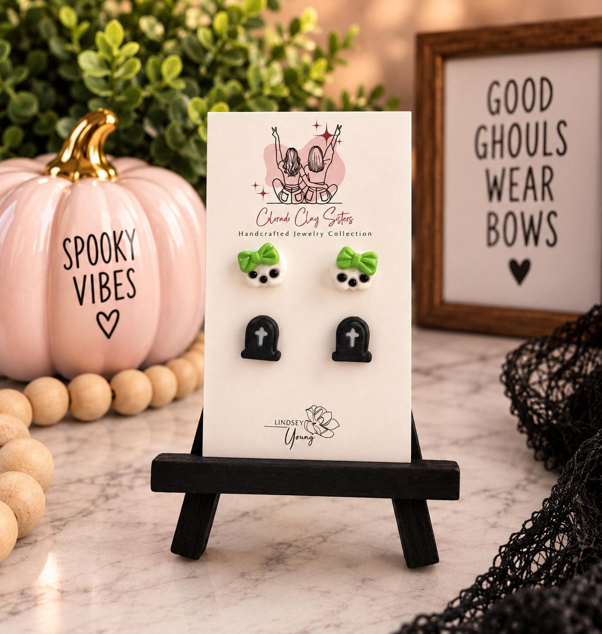 Handmade Halloween Polymer Clay Stud Earrings - Halloween Studs Collection