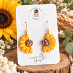 Sunflower Earrings | Handmade Polymer Clay Earrings | Fall Floral Earrings | Yellow Flower Dangle Earrings | Boho Autumn Jewelry Gift