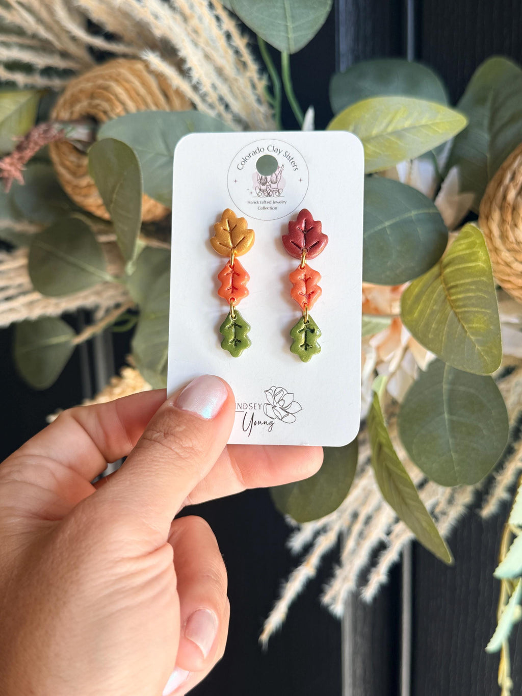 Fall Leaf Earrings, Autumn Polymer Clay Earrings, Colorful Leaf Dangle Earrings, Thanksgiving Jewelry, Boho Fall Earrings, Gift for Her