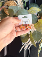 Floral Pumpkin Earrings, Fall Polymer Clay Earrings, Handmade Pumpkin Dangles, Autumn Jewelry, Thanksgiving Earrings, Fall Gift for Her