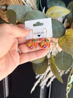 Floral Pumpkin Earrings, Fall Polymer Clay Earrings, Handmade Pumpkin Dangles, Autumn Jewelry, Thanksgiving Earrings, Fall Gift for Her