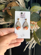 Pumpkin Earrings, Fall Polymer Clay Earrings, Neutral Autumn Earrings, Floral Pumpkin Jewelry, Thanksgiving Earrings, Handmade Fall Gift