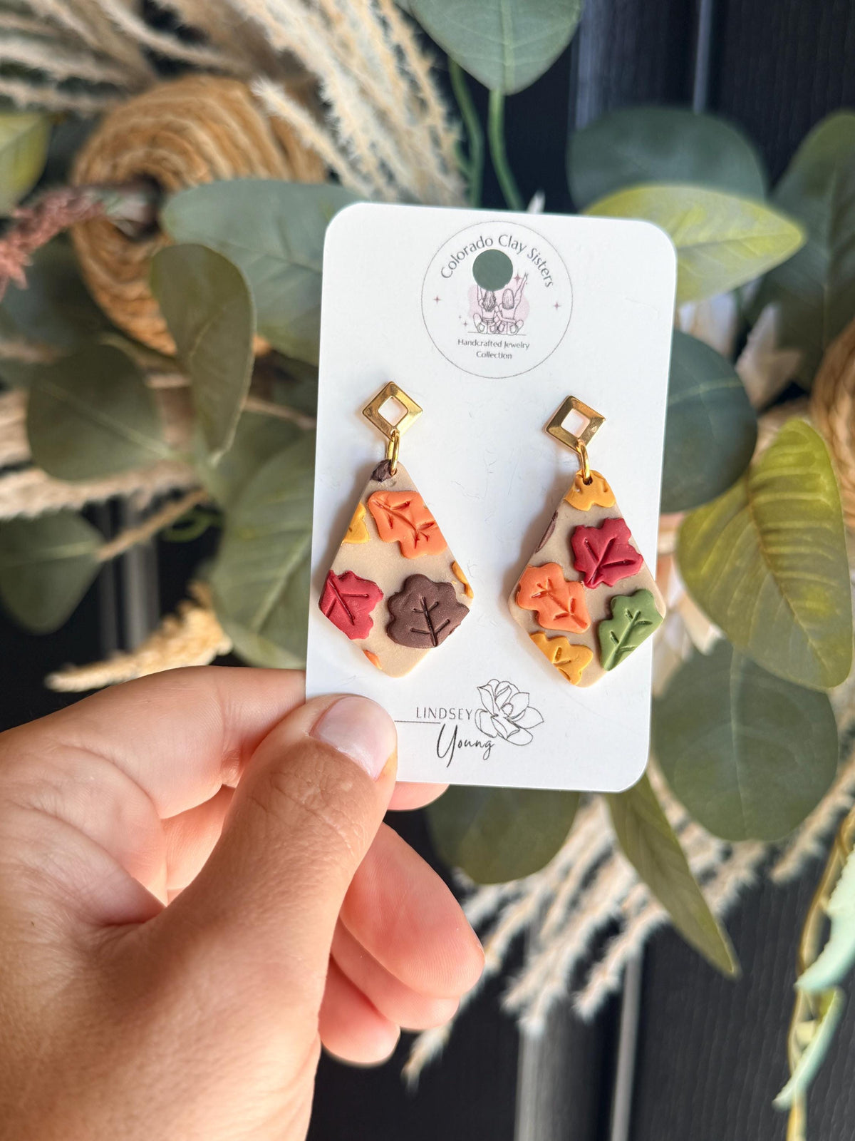 Fall Leaf Earrings, Autumn Polymer Clay Earrings, Handmade Fall Earrings, Thanksgiving Jewelry, Colorful Leaf Earrings, Fall Gift for Her