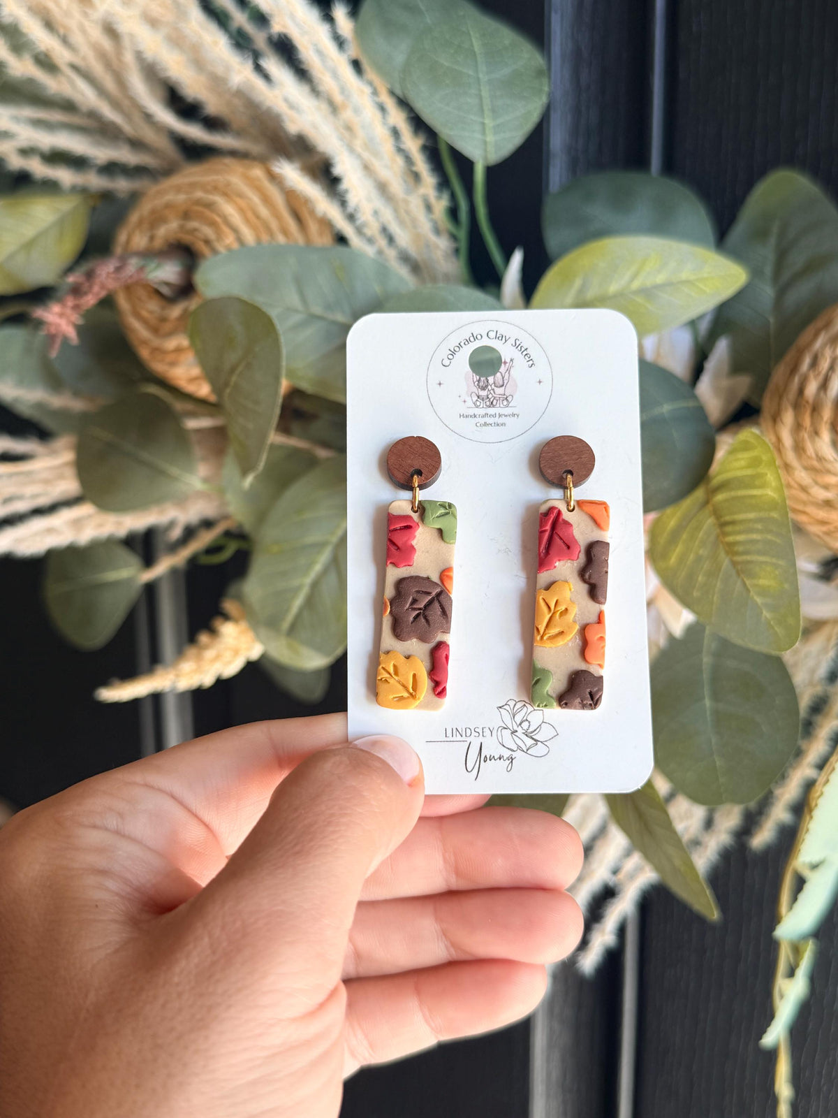 Fall Leaf Earrings, Autumn Polymer Clay Earrings, Handmade Fall Earrings, Thanksgiving Jewelry, Colorful Leaf Earrings, Fall Gift for Her