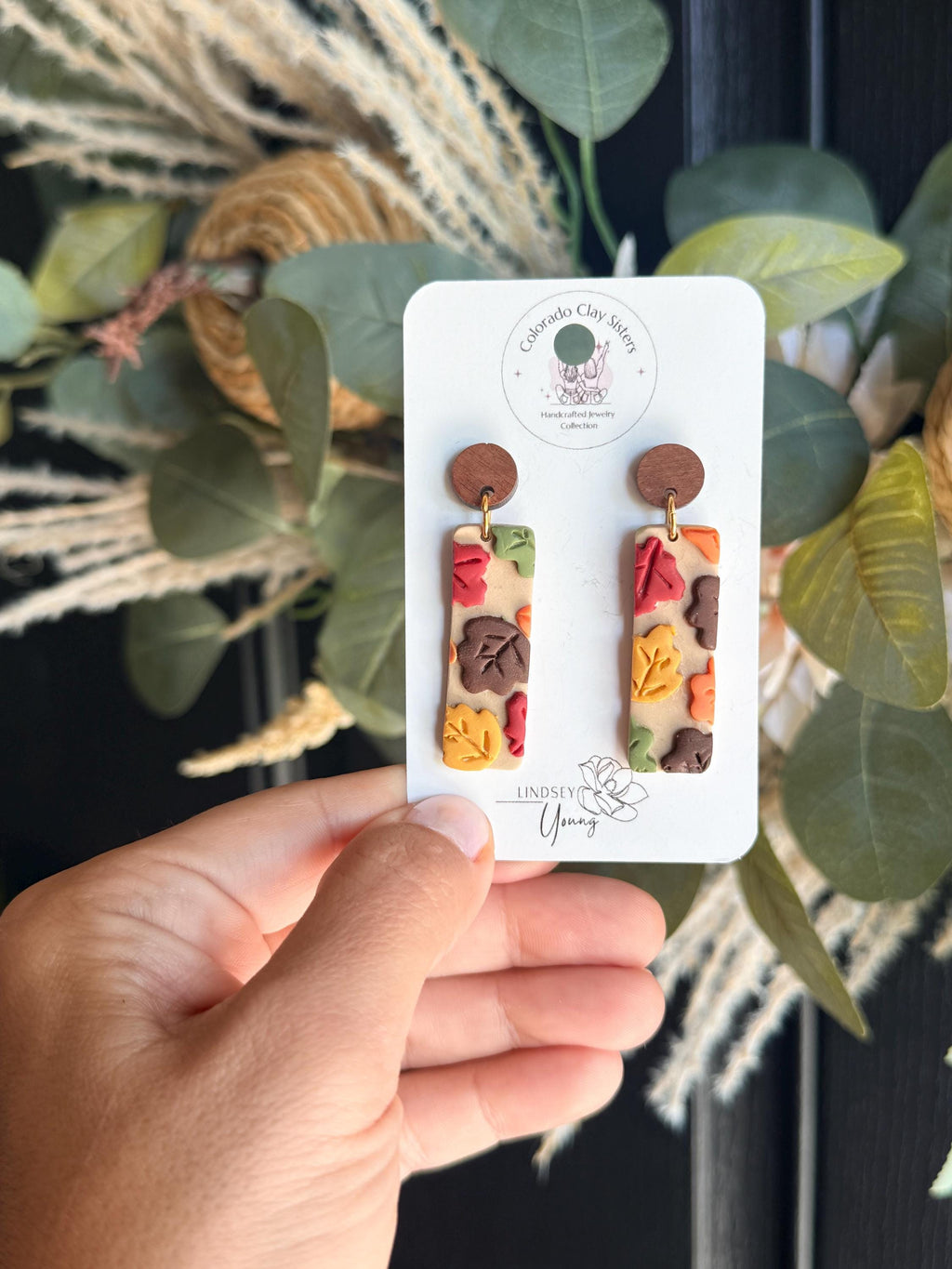 Fall Leaf Earrings, Autumn Polymer Clay Earrings, Handmade Fall Earrings, Thanksgiving Jewelry, Colorful Leaf Earrings, Fall Gift for Her