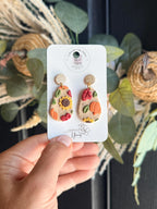 Fall Pumpkin Earrings, Sunflower Polymer Clay Earrings, Autumn Leaf Earrings, Thanksgiving Jewelry, Handmade Fall Earrings, Gift for Her
