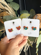 Mini Mouse Pumpkin Stud Earrings, Fall Polymer Clay Earrings, Floral Pumpkin Earrings, Autumn Studs, Thanksgiving Jewelry, Cute Fall Gift
