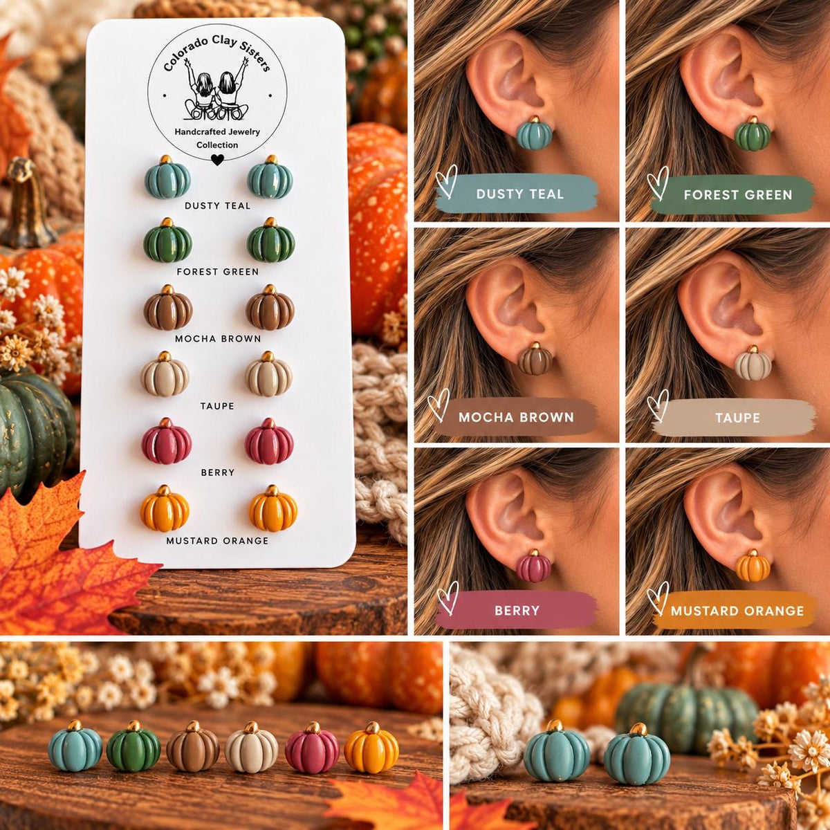 Pumpkin Stud Earrings, Fall Polymer Clay Earrings, Mini Pumpkin Earrings, Autumn Jewelry, Thanksgiving Earrings, Teacher Gift, Fall Gift