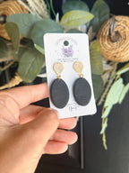 Polymer Clay Statement Earrings, Boho Dangle Earrings, Black or Terracotta Earrings, Gold Drop Earrings, Lightweight Handmade Jewelry
