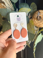 Polymer Clay Statement Earrings, Boho Dangle Earrings, Black or Terracotta Earrings, Gold Drop Earrings, Lightweight Handmade Jewelry