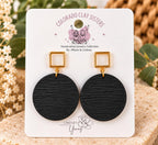 Black Polymer Clay Earrings, Gold Geometric Statement Earrings, Lightweight Black Dangle Earrings, Modern Handmade Jewelry Gift