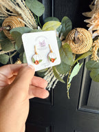 Pumpkin Earrings, Fall Polymer Clay Earrings, Floral Pumpkin Earrings, Autumn Jewelry, Thanksgiving Earrings, Handmade Fall Dangles