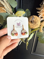 Fall Pumpkin Earrings, Polymer Clay Earrings, Autumn Floral Earrings, Harvest Jewelry, Thanksgiving Earrings, Handmade Fall Jewelry