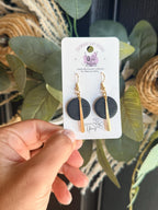Black Geometric Earrings, Polymer Clay Earrings, Gold Dangle Earrings, Minimalist Earrings, Modern Statement Jewelry, Gift for Her