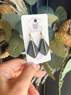 Black Geometric Earrings, Diamond Polymer Clay Earrings, Gold Dangle Earrings, Minimalist Jewelry, Modern Statement Earrings, Gift for Her