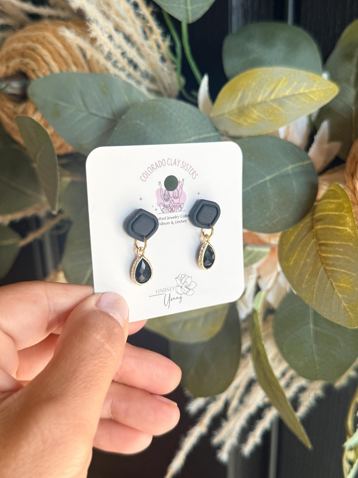 Polymer Clay Earrings, Black Gold Earrings, Boho Leaf Earrings, Dangle Earrings, Minimalist Jewelry, Handmade Earrings, Gift for Her