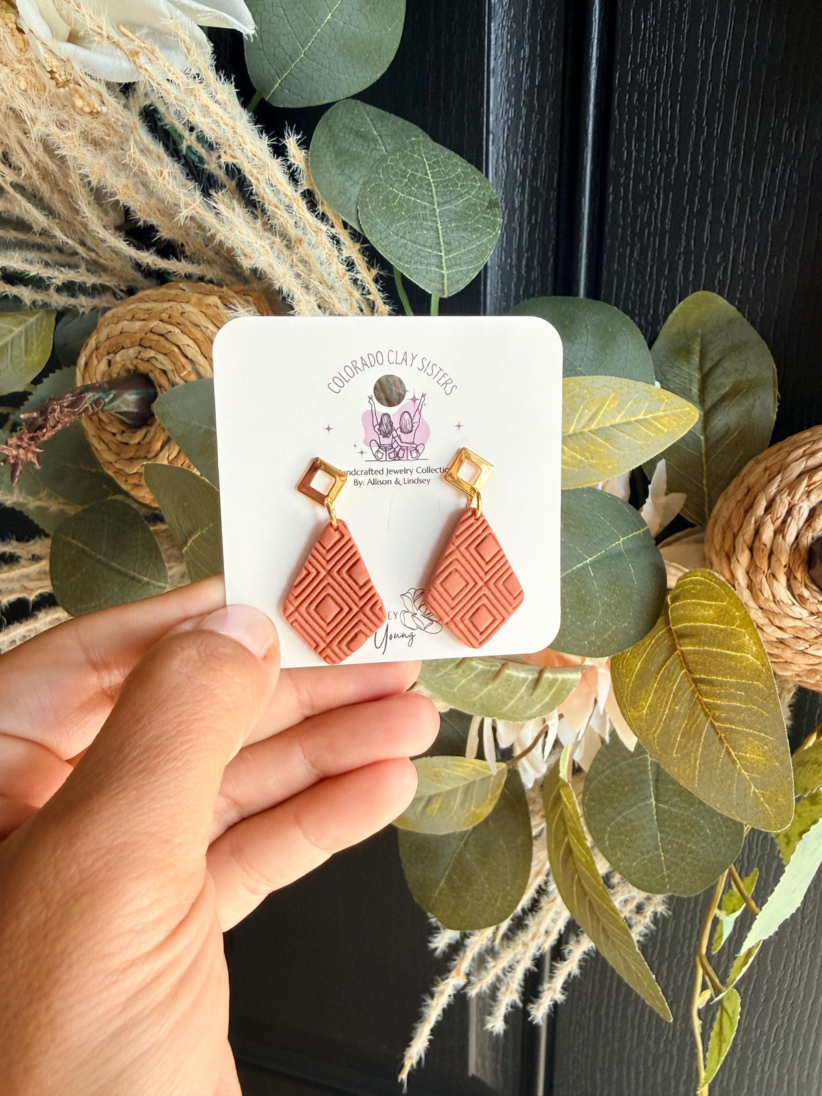 Terracotta Clay Color Earrings, Boho Geometric Earrings, Handmade Polymer Clay Earrings, Earrings, Fall Statement Earrings