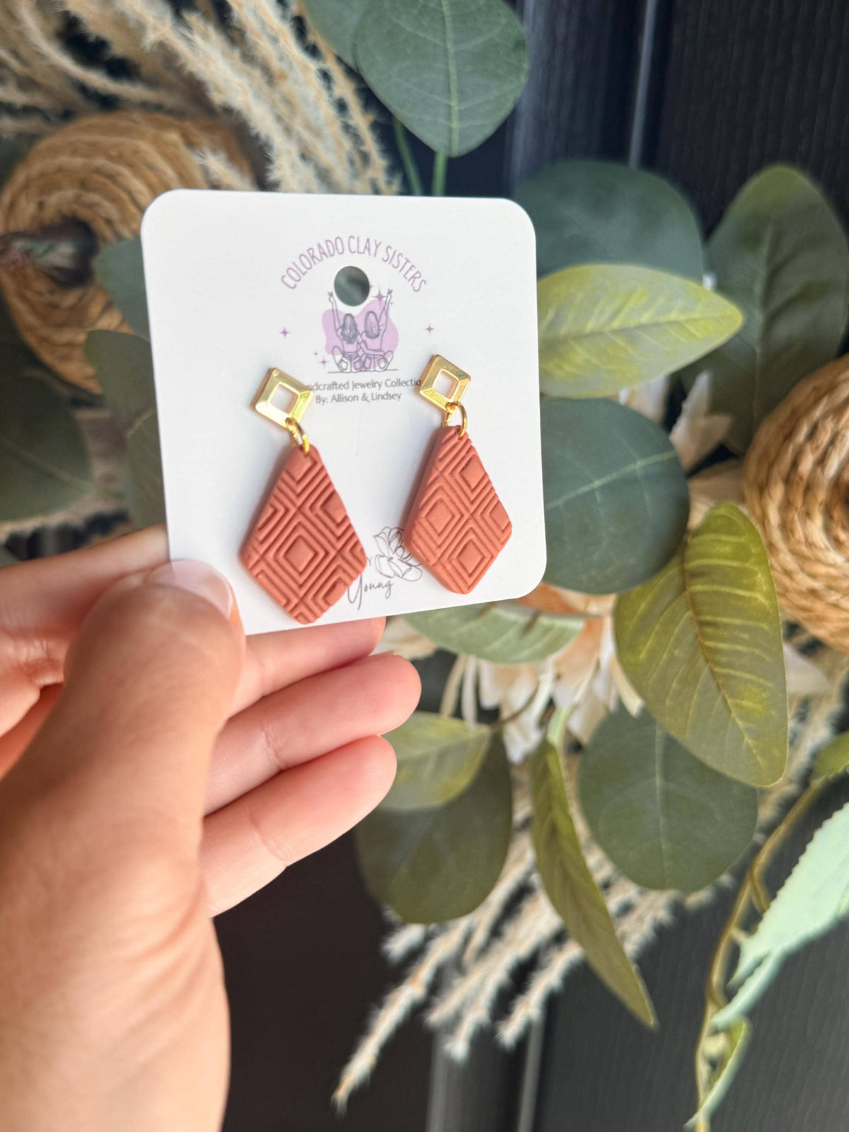 Terracotta Clay Color Earrings, Boho Geometric Earrings, Handmade Polymer Clay Earrings, Earrings, Fall Statement Earrings