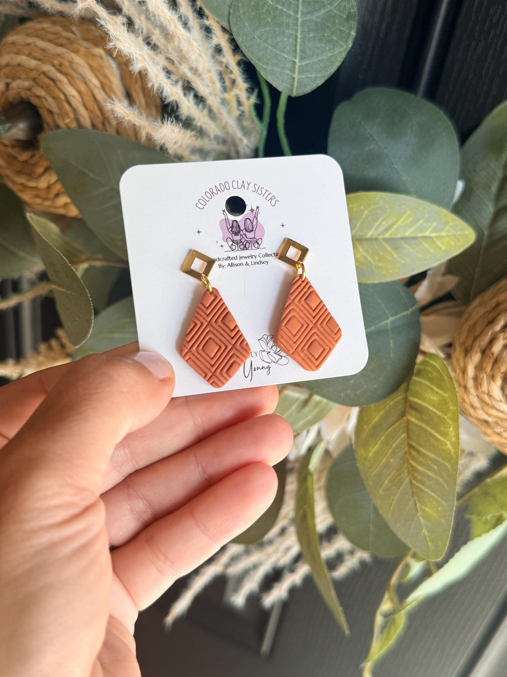 Terracotta Clay Color Earrings, Boho Geometric Earrings, Handmade Polymer Clay Earrings, Earrings, Fall Statement Earrings