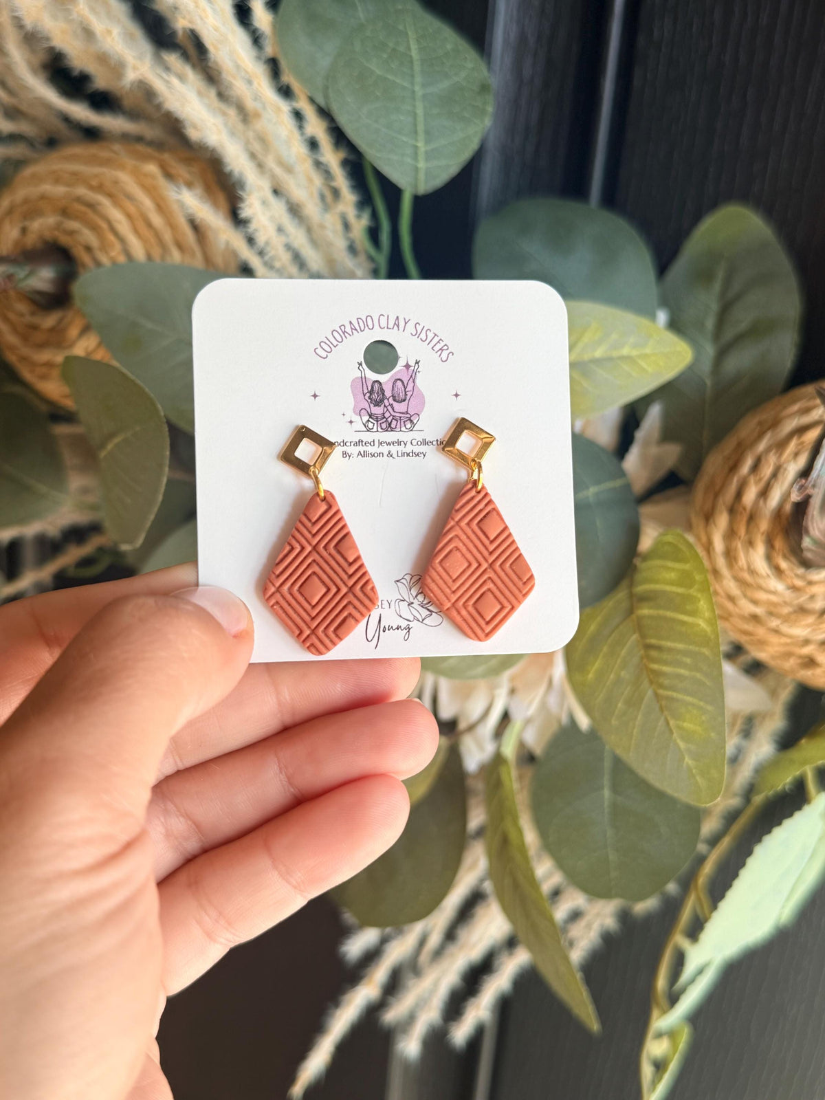 Terracotta Clay Color Earrings, Boho Geometric Earrings, Handmade Polymer Clay Earrings, Earrings, Fall Statement Earrings