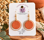 Terracotta Clay Earrings, Gold Hoop Dangle Earrings, Polymer Clay Earrings, Boho Circle Earrings, Lightweight Handmade Jewelry Gift