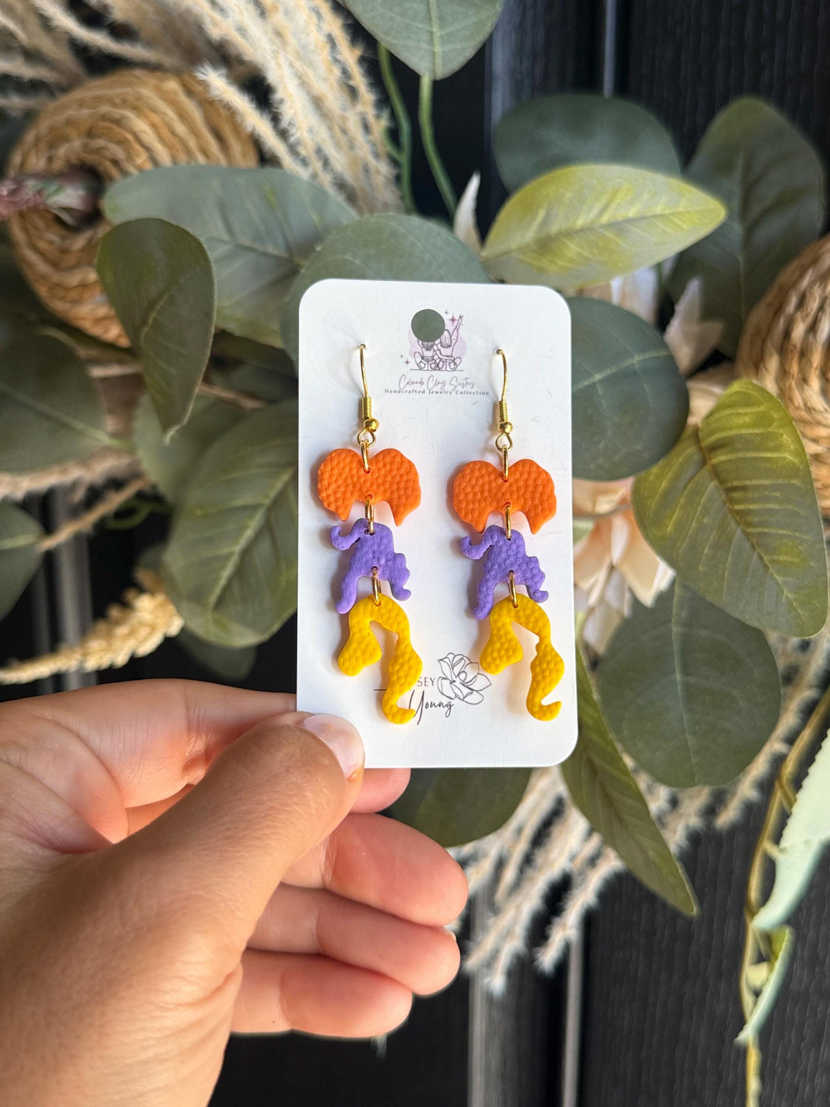Halloween Clay Earrings | Handmade Spooky Dangle Earrings | Colorful Halloween Jewelry | Ghost Earrings | Fall Statement Earrings