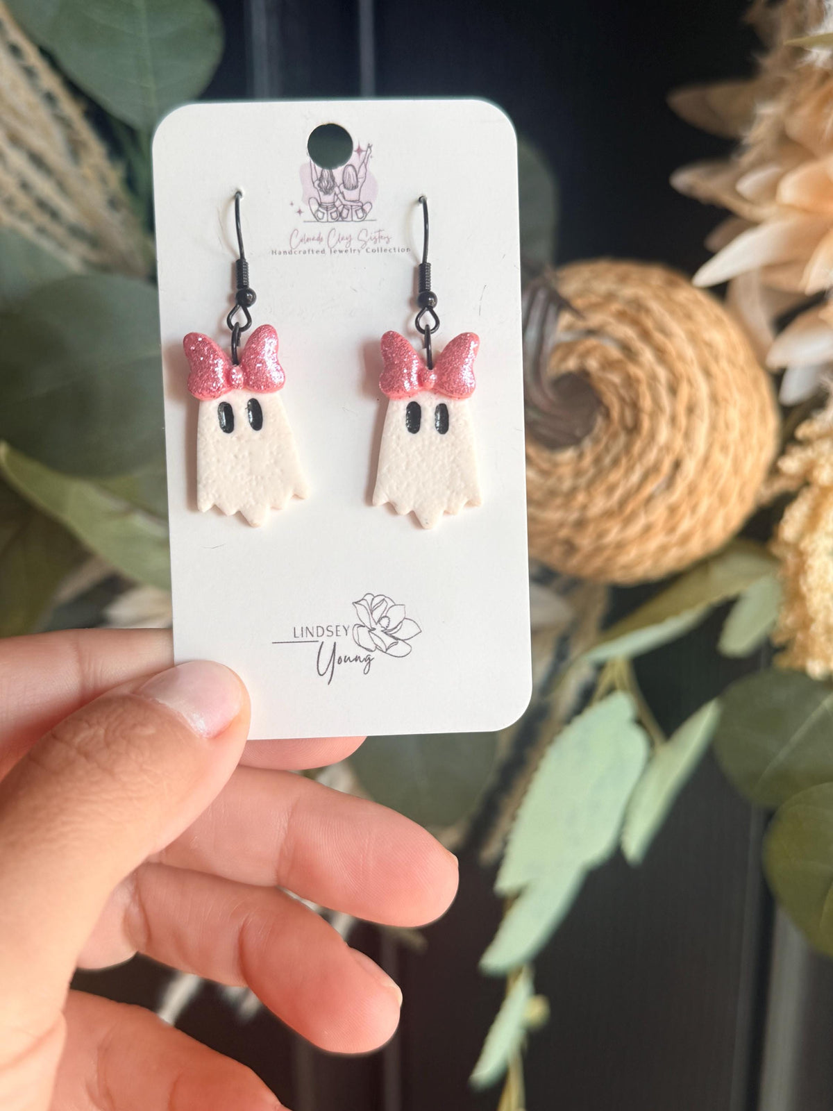 Pink Ghost Earrings, Halloween Earrings, Cute Ghost Studs & Dangles, Polymer Clay Earrings, Girly Halloween Jewelry, Spooky Cute Gift